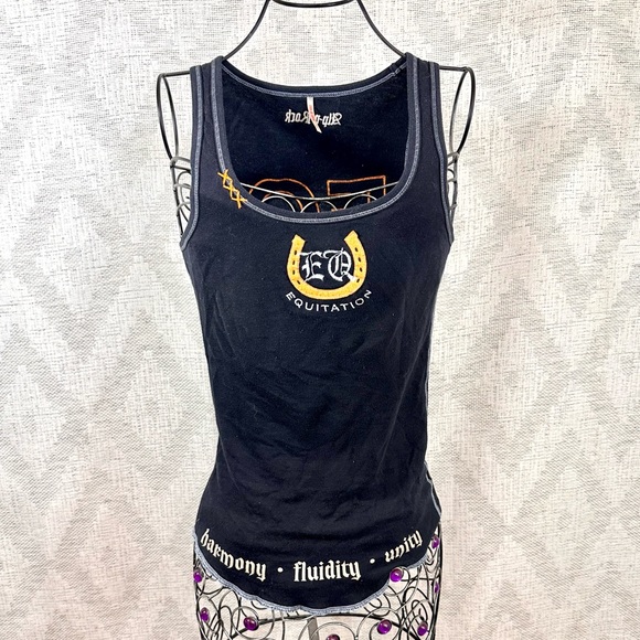 Alp N Rock Tops - Y2K Alp-N-Rock Equitation navy racerback tank top size 1